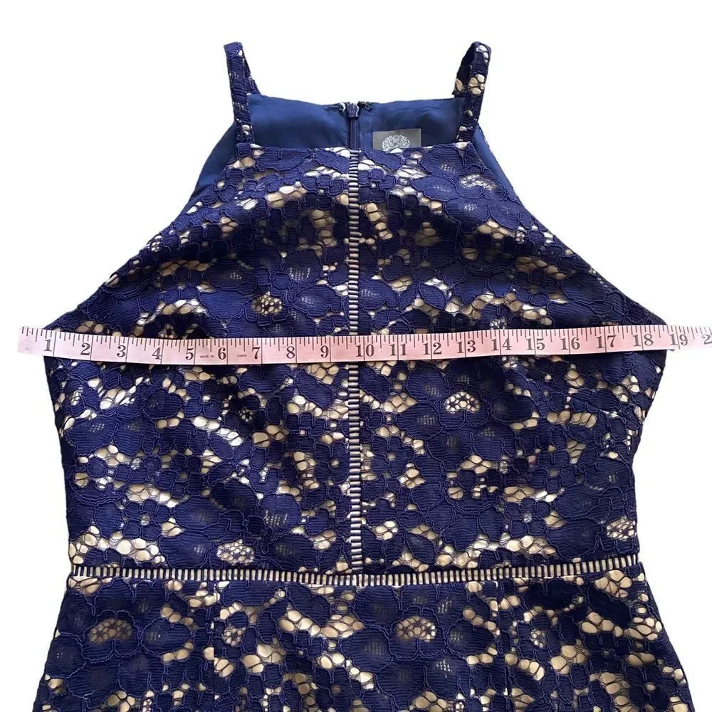 Vince Camuto | Allover Lace Halter Midi Dress, Size 12 - Picture 10 of 13